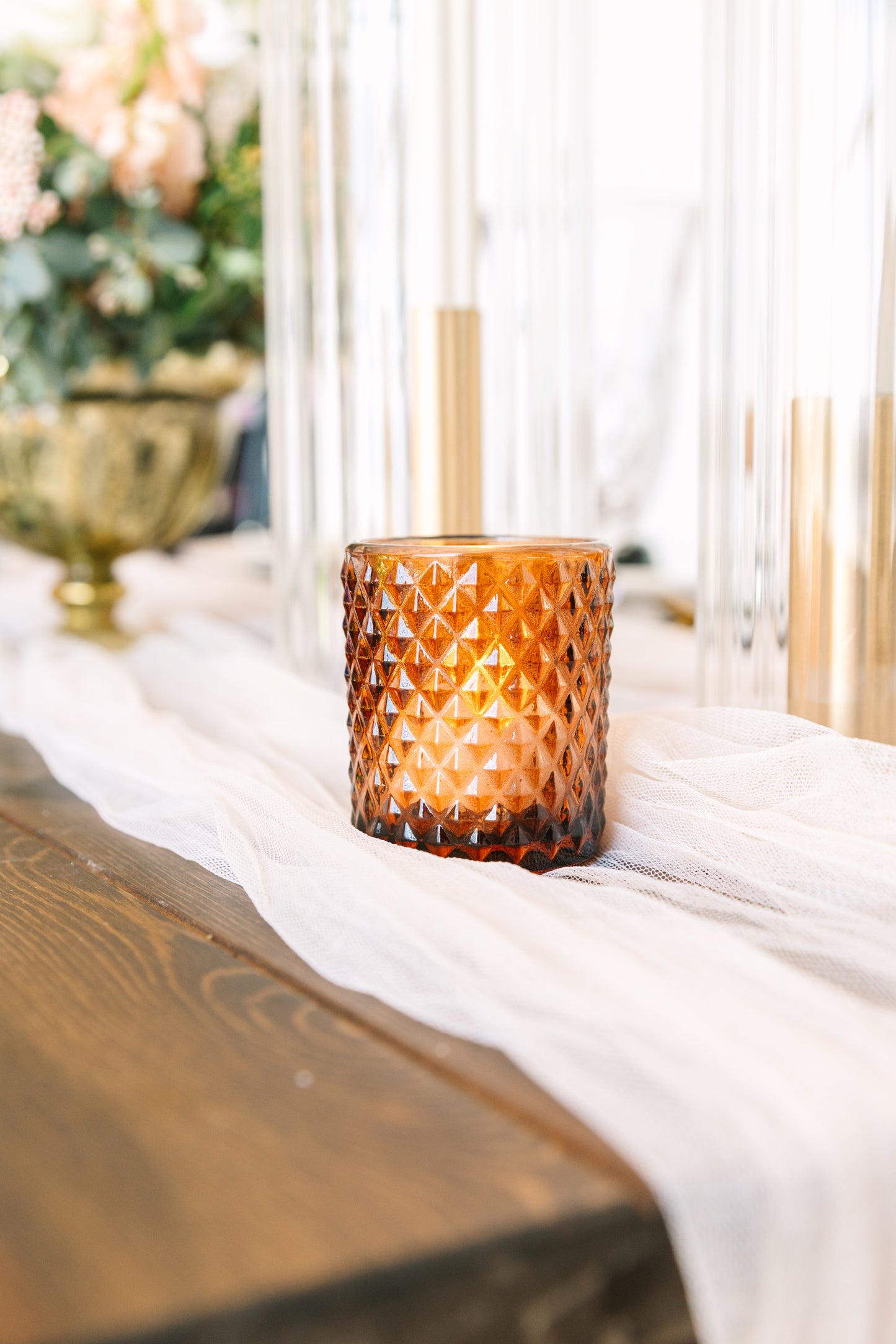 Amber Glass Tealight Holder