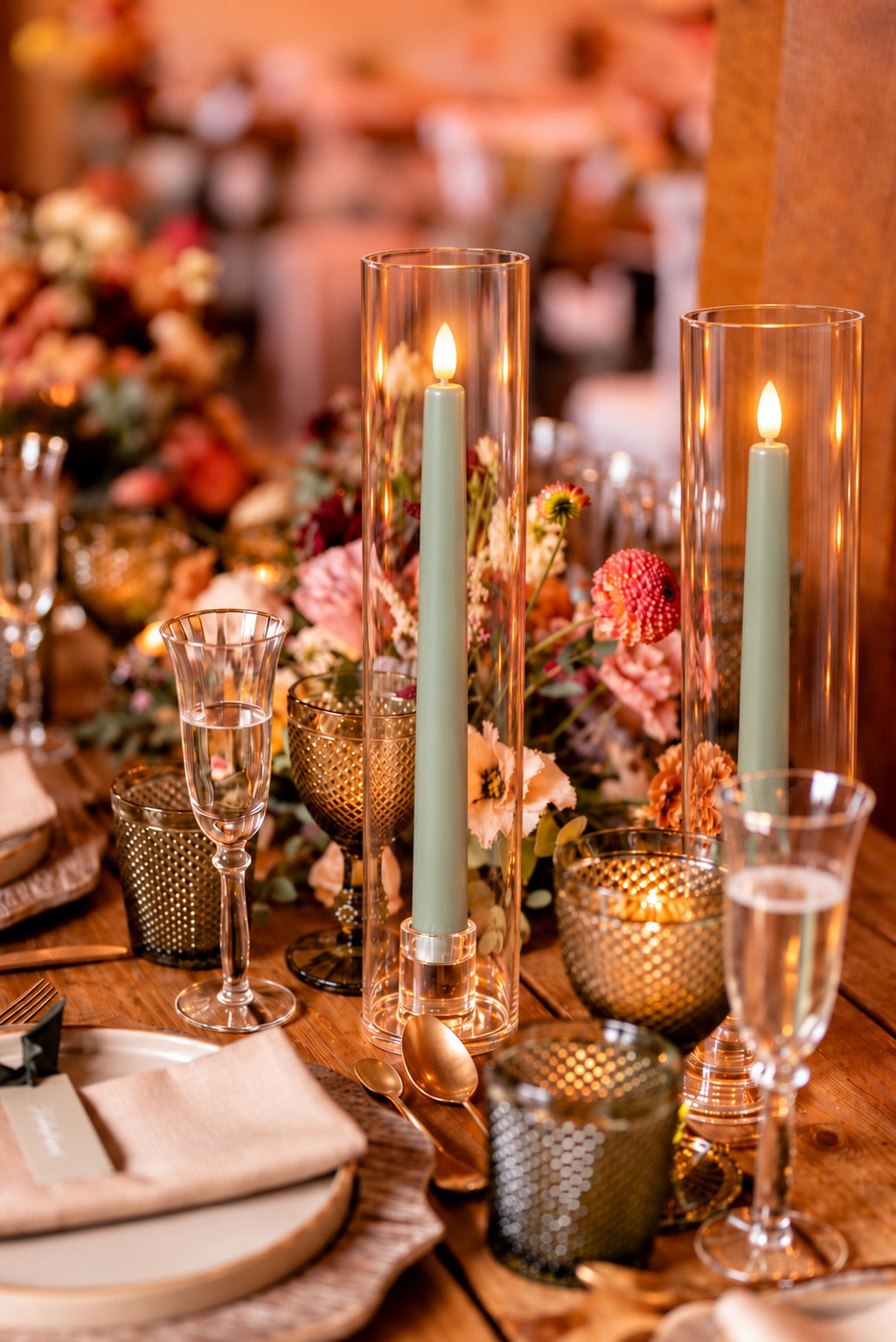 LED Flameless Taper Candle with Holder