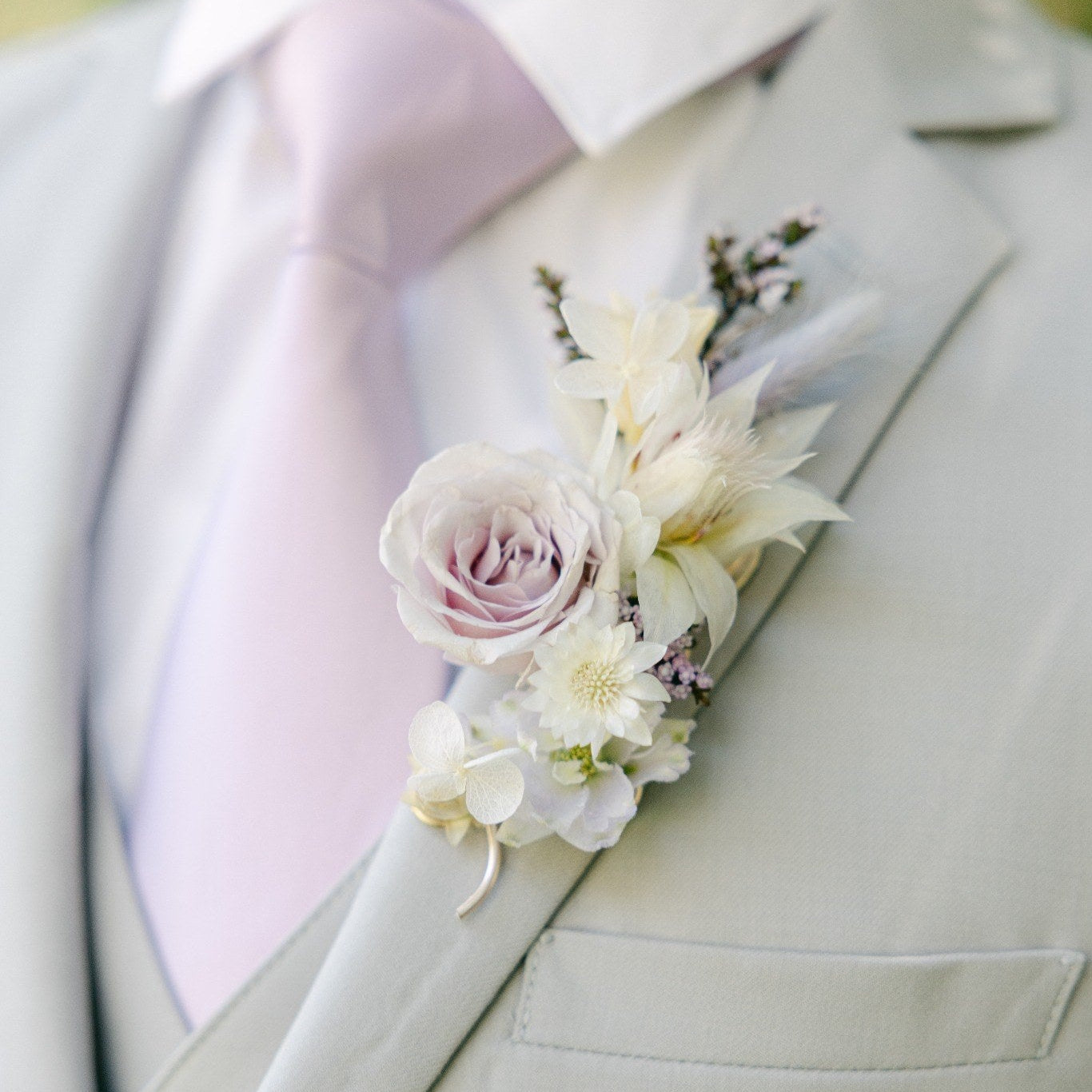 Boho Signature lapel piece in lavender and cream