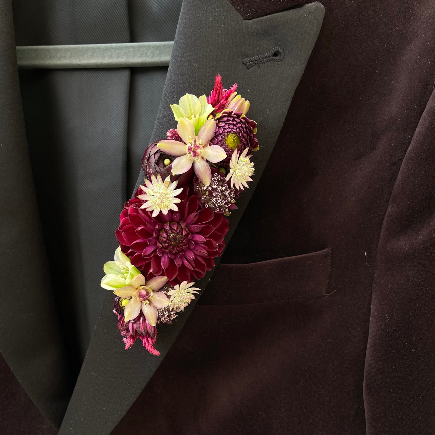Burgundy Dusty Rose and Blush Lapel piece