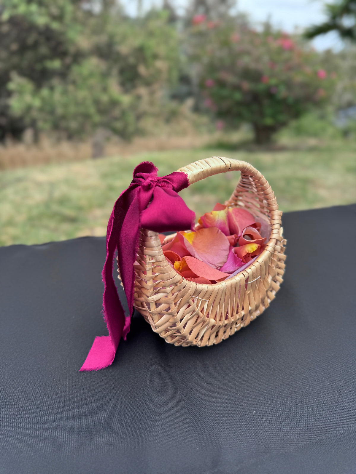 Petal Filled Wicker Basket