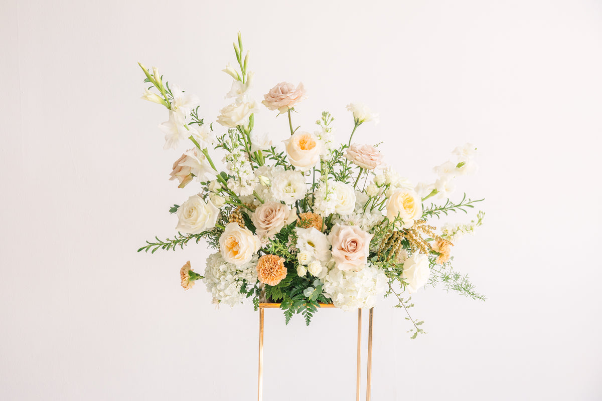 Pedestal Arrangement with Whimsical Greenery