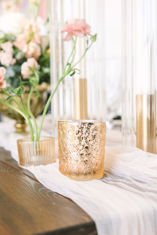 Gold mercury glass votive candle holder
